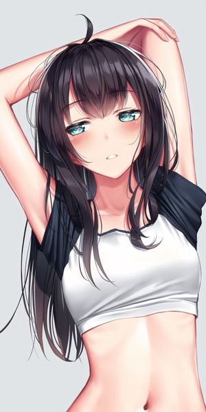 Charming anime girl with aqua eyes and long hair - perfect phone wallpaper