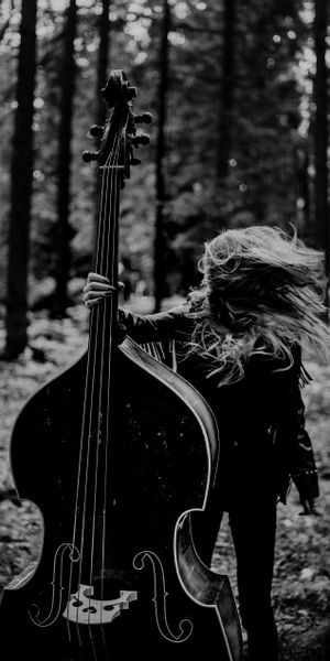 Phone wallpaper: Bw, Forest, Chb, Girl, Musical Instrument, Music free download