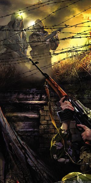 Stalker Game Mobile Wallpaper with Soldier in Dark Atmosphere