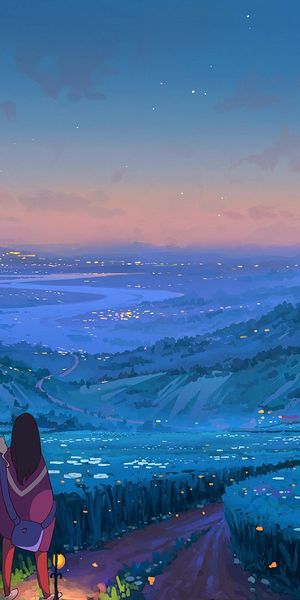 Enchanting Anime Valley Scene with River and Sunset