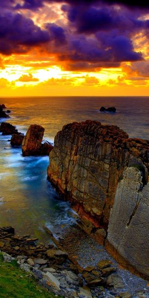 Phone wallpaper: Coast, Sea, Beach, Ocean, Earth, Sunset, Cloud, Sky free download
