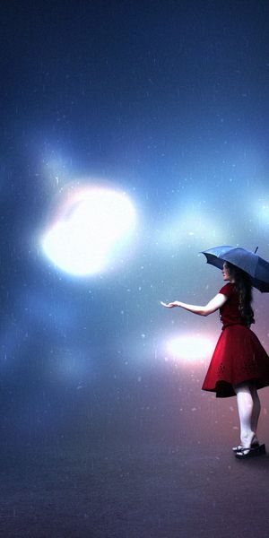 Phone wallpaper: Miscellaneous, Miscellanea, Shine, Light, Umbrella, Illusion, Art, Girl free downlo