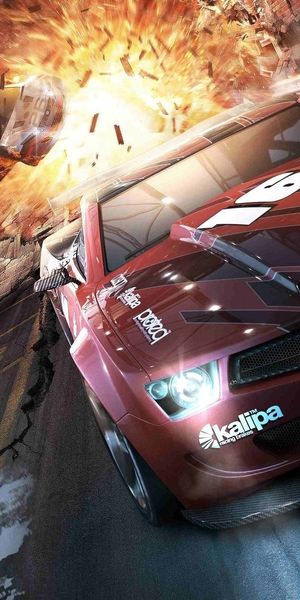 Explosive Racing Car Wallpaper Perfect for Your Mobile Device