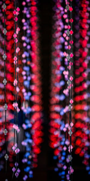 Phone wallpaper: Lights, Garlands, Motley, Smooth, Multicolored, Garland, Light Bulbs, Macro, Blur f