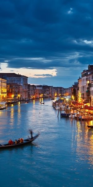Venice at Night: A Beautiful Landscape with Boats and Lights