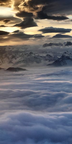 Phone wallpaper: Sunset, Mountain, Austria, Earth, Cloud, Aerial free download