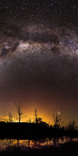 Milky Way Reflection Over Calm Water at Night