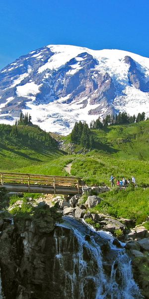 Breathtaking Glacier Landscape with Waterfall and Mountains