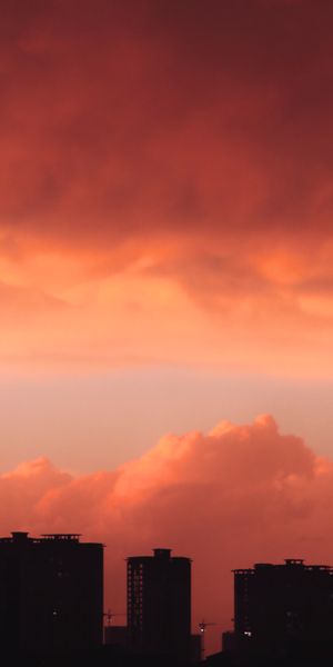 Phone wallpaper: Building, Cities, Skyscrapers, Sunset, Silhouette free download