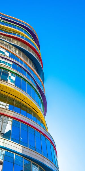 Phone wallpaper: Up To Date, Facade, Modern, Building, Motley, Architecture, Multicolored, Minimalis