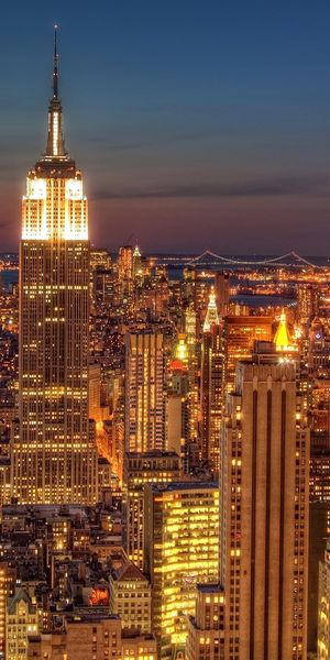 Breathtaking Manhattan Skyline at Night Featuring the Empire State Building