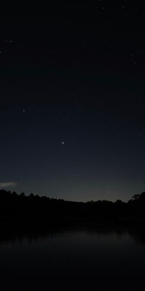 Serene Night Silhouette Over a Dark Lake