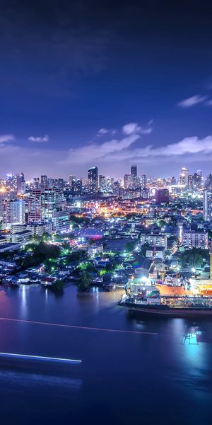 Phone wallpaper: Cities, Night, City, Building, Cityscape, Thailand, Bangkok, Man Made free download