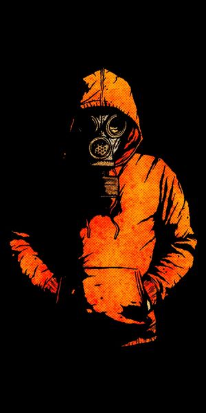 Dark Gas Mask in Hoodie - Unique Mobile Wallpaper