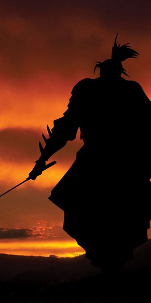 Epic Samurai Warrior Silhouette Against a Stunning Sunset