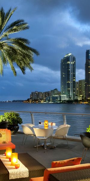 Charming Miami Cafe by the Ocean at Night