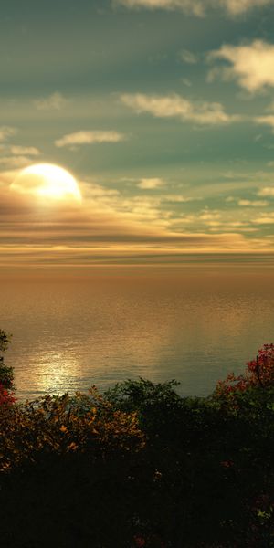 Phone wallpaper: Sun, Water, Ocean, Cloud, Sunset, Artistic free download