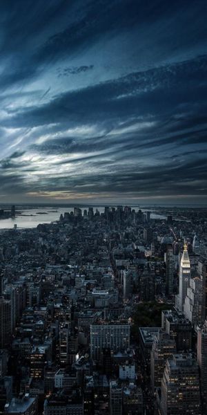 Phone wallpaper: Manhattan, New York, Cities, Man Made, Night, Sky, City free download
