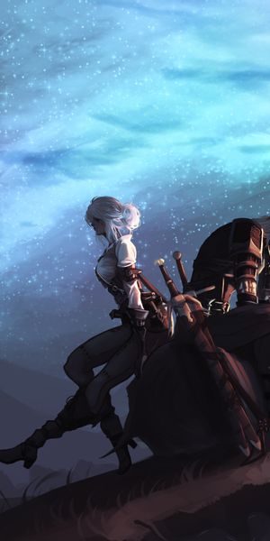 Ciri and Geralt by the Bonfire - The Witcher 3 Night Scene