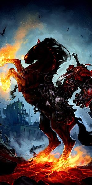 High-Quality DarkSiders: Wrath of War Wallpaper with Fiery Horse