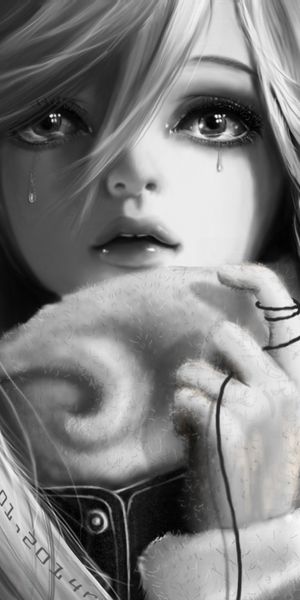 Emotional Anime Girl with Tears - 4K Phone Wallpaper for Your Device