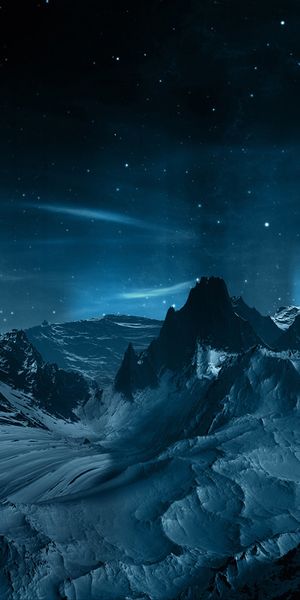 Breathtaking Snowy Mountain Landscape with Sci-Fi Elements for Wallpaper