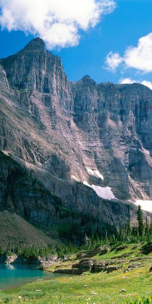 Explore Nature's Beauty: Canyon and Mountain Lake Phone Wallpaper
