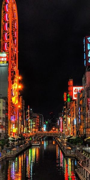 Osaka Night Canal - A Colorful HDR Cityscape