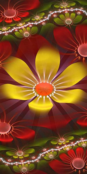 Vibrant Multicolored Flower Fractal Design