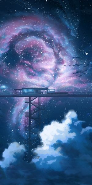 Phone wallpaper: Anime, Night, Cloud, Original free download