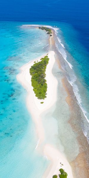 Aerial View of a Serene Beach Island Paradise