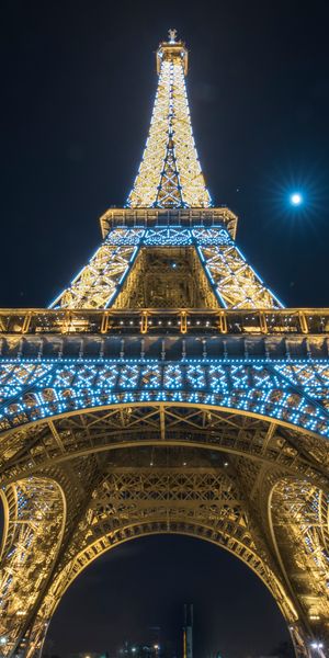 Phone wallpaper: Night, Paris, Eiffel Tower, Monuments, Light, France, Monument, Man Made free downl