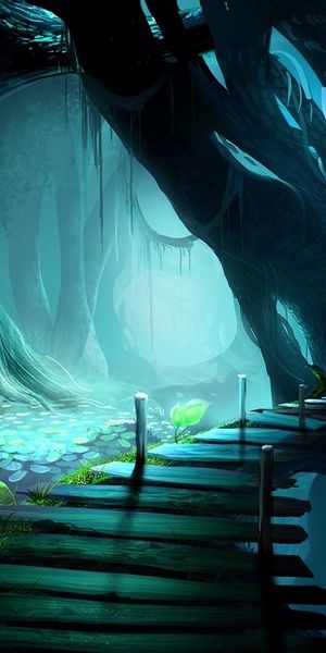 Enchanting Spooky Forest Bridge Wallpaper for Your Phone