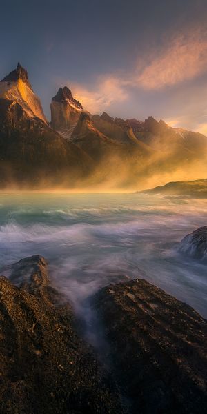 Phone wallpaper: Torres Del Paine, Chile, Patagonia, Mountains, Water, Nature, Earth free download
