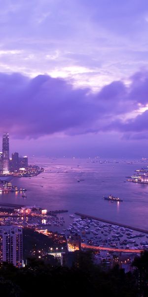 Phone wallpaper: Victoria Harbour, China, Hong Kong, Skyscraper, Cities, Man Made, Cloud, Sky, City