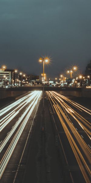 Phone wallpaper: Cities, City, Road, Bridge, Shine, Light free download