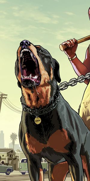 Vibrant Grand Theft Auto Mobile Wallpaper with Character and Dog