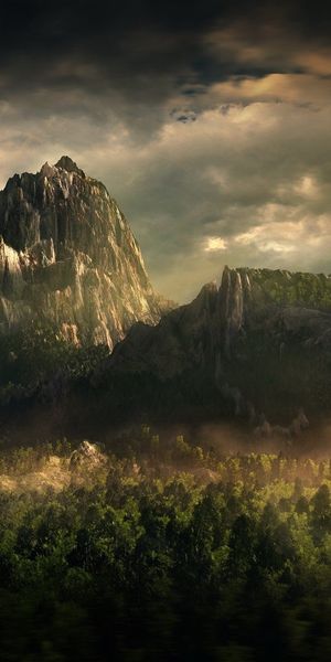 Enchanting Fantasy Mountain Landscape Phone Wallpaper for Nature Lovers