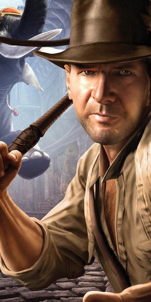 Epic Indiana Jones 4K Phone Wallpaper with Harrison Ford and Adventure Elements