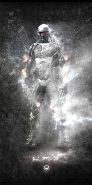 High-Quality Crysis Wallpaper: Futuristic Gray Armor Design for Phones