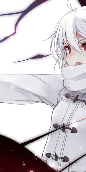 Anime Girl with Pink Eyes and White Hair - Perfect for Mobile Wallpaper