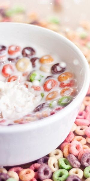 Phone wallpaper: Food, Flakes, Rings, Multicolored, Milk, Breakfast free download