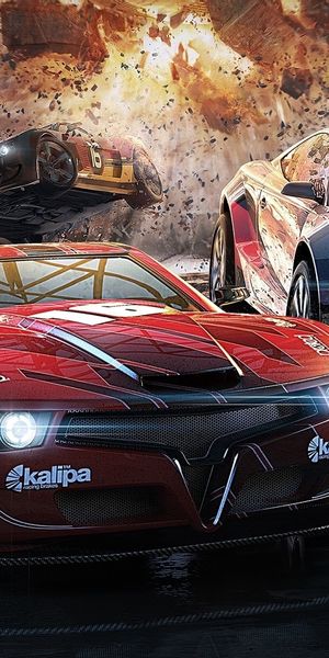 High-Octane Racing Cars in Action - Perfect Mobile Wallpaper
