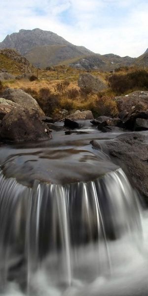 Serene Mountain River Flowing Through Stones