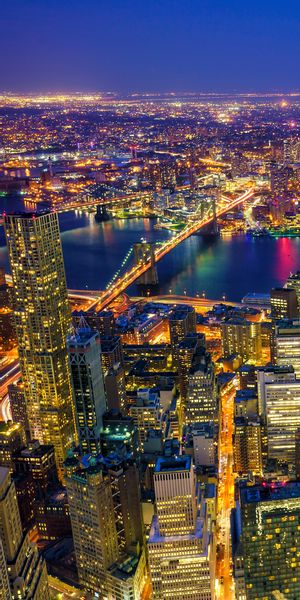 Phone wallpaper: Cities, Night, Usa, Skyscraper, Building, Horizon, Light, Bridge, Cityscape, New Yo