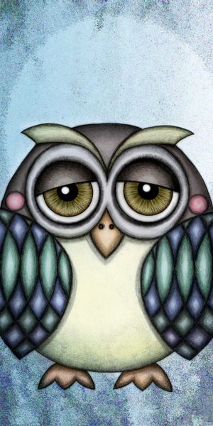 Adorable Owl Phone Wallpaper: A Whimsical Art Piece for Your Screen