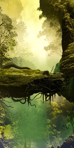 3D Realistic Landscape with Trees and Fog