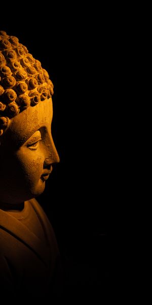 Beautiful Buddha Statue in Dark - Ideal for Mobile Wallpaper