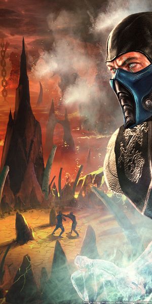Mortal Kombat 4K Phone Wallpaper: Sub-Zero in Action Amidst Chaos