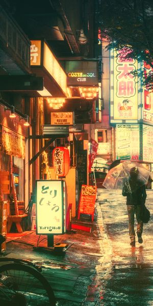 Neon Nightscape of Japan's Vibrant City Streets